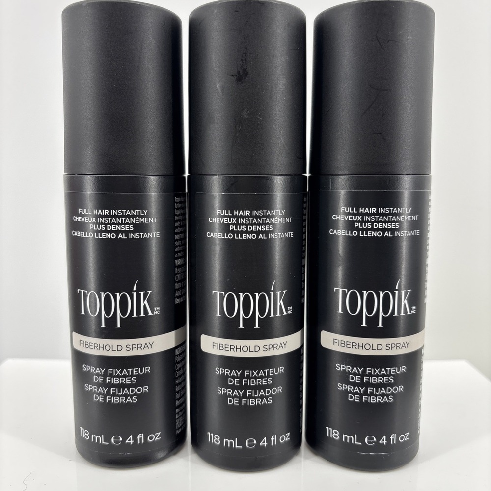 Lot of 3 Toppik FiberHold Spray Hair Building Fibers Hold Spray 4 oz 118mL